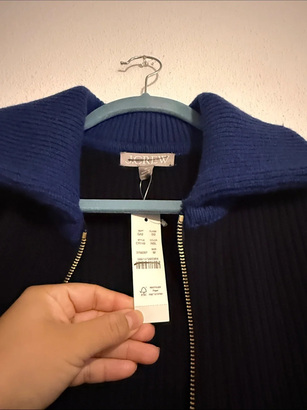 J.Crew Colorblock Collared Full Zip Sweater in Wool